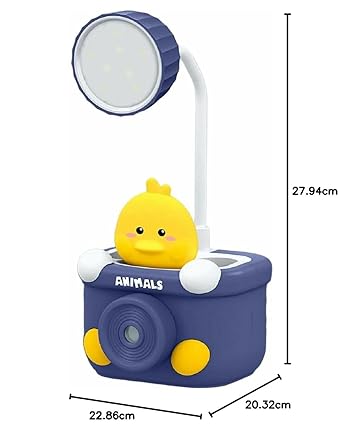Cute Animal Table Lamp - Rechargeable Desk Lamp with Pen Holder & Sharpener, Study Desk Light for Study Room/Home/Office (Multi Color and Animals)