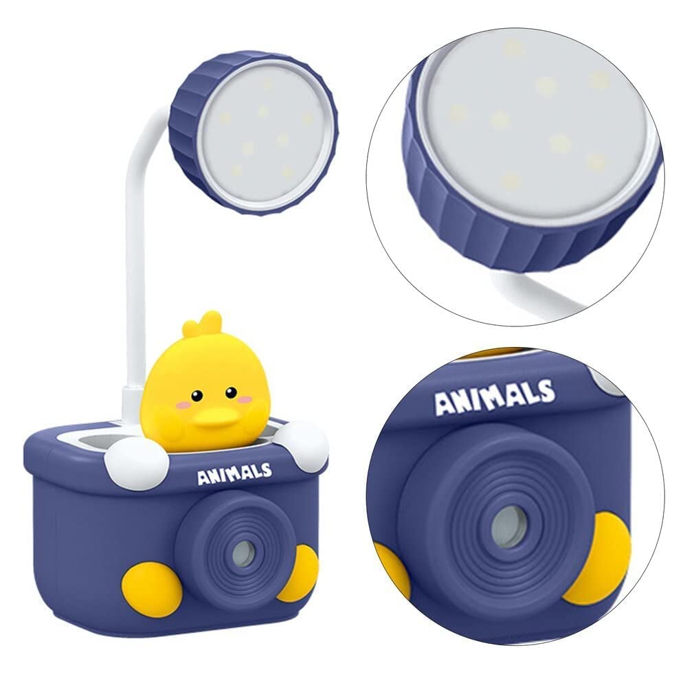 Cute Animal Table Lamp - Rechargeable Desk Lamp with Pen Holder & Sharpener, Study Desk Light for Study Room/Home/Office (Multi Color and Animals)