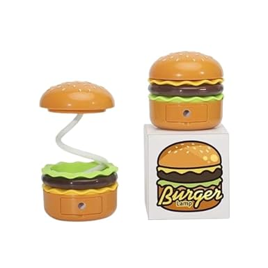 Kids' Playful Multifunctional Table Lamp, Sharper ! Red, Plastic, Burger Shaped, 1pcs