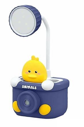 Cute Animal Table Lamp - Rechargeable Desk Lamp with Pen Holder & Sharpener, Study Desk Light for Study Room/Home/Office (Multi Color and Animals)