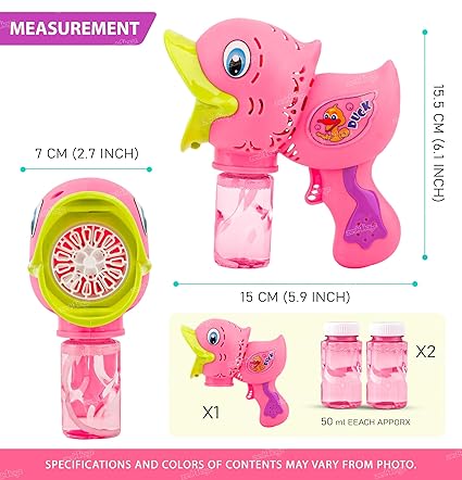 Toyz Bubble Gun for Kids | Duck Bubble Blowing Toy with Bubble Solution | Bubble Shooter Duck Design Easy-to-Use for Boys and Girls - Pink