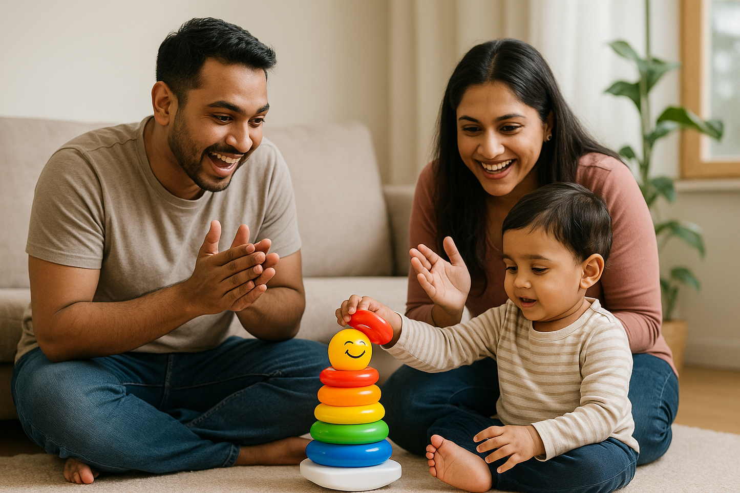 Junior Ring Stacking – Vibrant & Educational Activity for Kids – Develops Motor & Reasoning Skills – Fun & Safe Baby (Multi-Tone, 5 Rings)