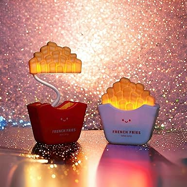 French Fries Table Lamp Kids Lamp Ornament Creative Dimmable Rechargeable Desk with Pencil Sharpener (01 Pc.) Multicolour