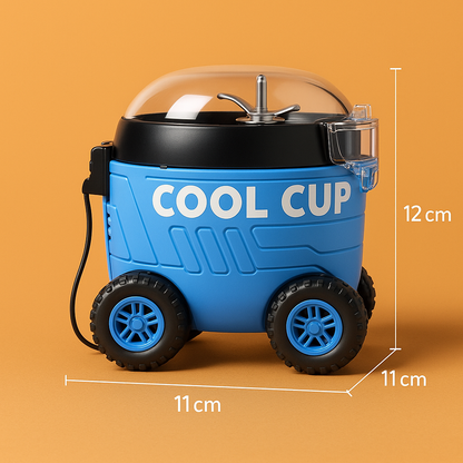 Leakproof Large Capacity Cool Car Sports Water Bottle Cute Cartoon Design, BPA-Free for Outdoor Activities with Straw and Adjustable Strap