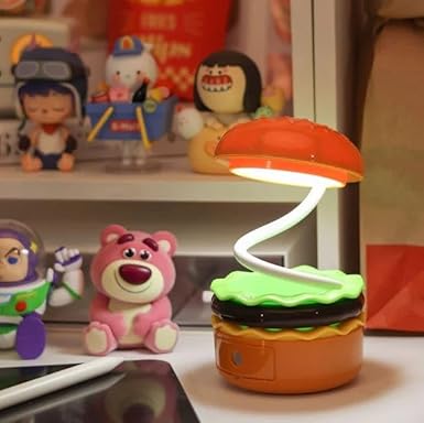Kids' Playful Multifunctional Table Lamp, Sharper ! Red, Plastic, Burger Shaped, 1pcs