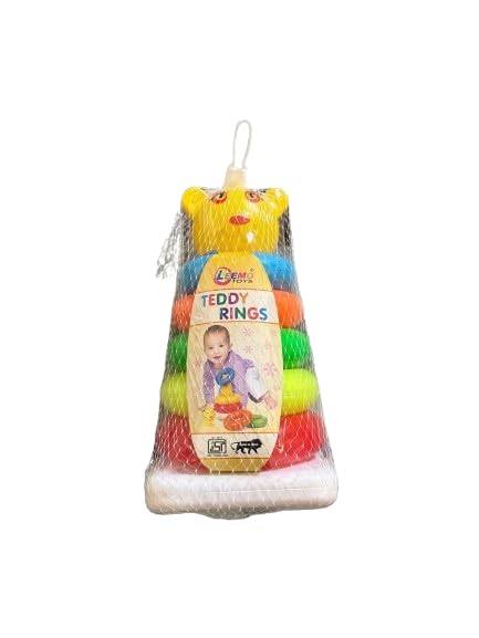 Junior Ring Stacking – Vibrant & Educational Activity for Kids – Develops Motor & Reasoning Skills – Fun & Safe Baby (Multi-Tone, 5 Rings)