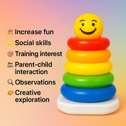 Junior Ring Stacking – Vibrant & Educational Activity for Kids – Develops Motor & Reasoning Skills – Fun & Safe Baby (Multi-Tone, 5 Rings)