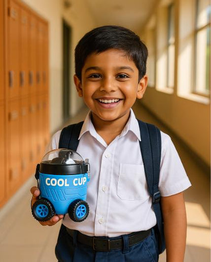 Leakproof Large Capacity Cool Car Sports Water Bottle Cute Cartoon Design, BPA-Free for Outdoor Activities with Straw and Adjustable Strap