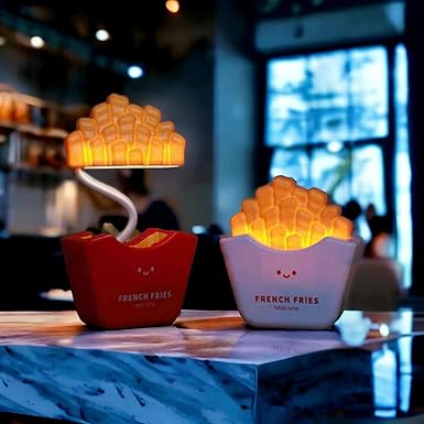 French Fries Table Lamp Kids Lamp Ornament Creative Dimmable Rechargeable Desk with Pencil Sharpener (01 Pc.) Multicolour