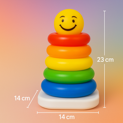 Junior Ring Stacking – Vibrant & Educational Activity for Kids – Develops Motor & Reasoning Skills – Fun & Safe Baby (Multi-Tone, 5 Rings)
