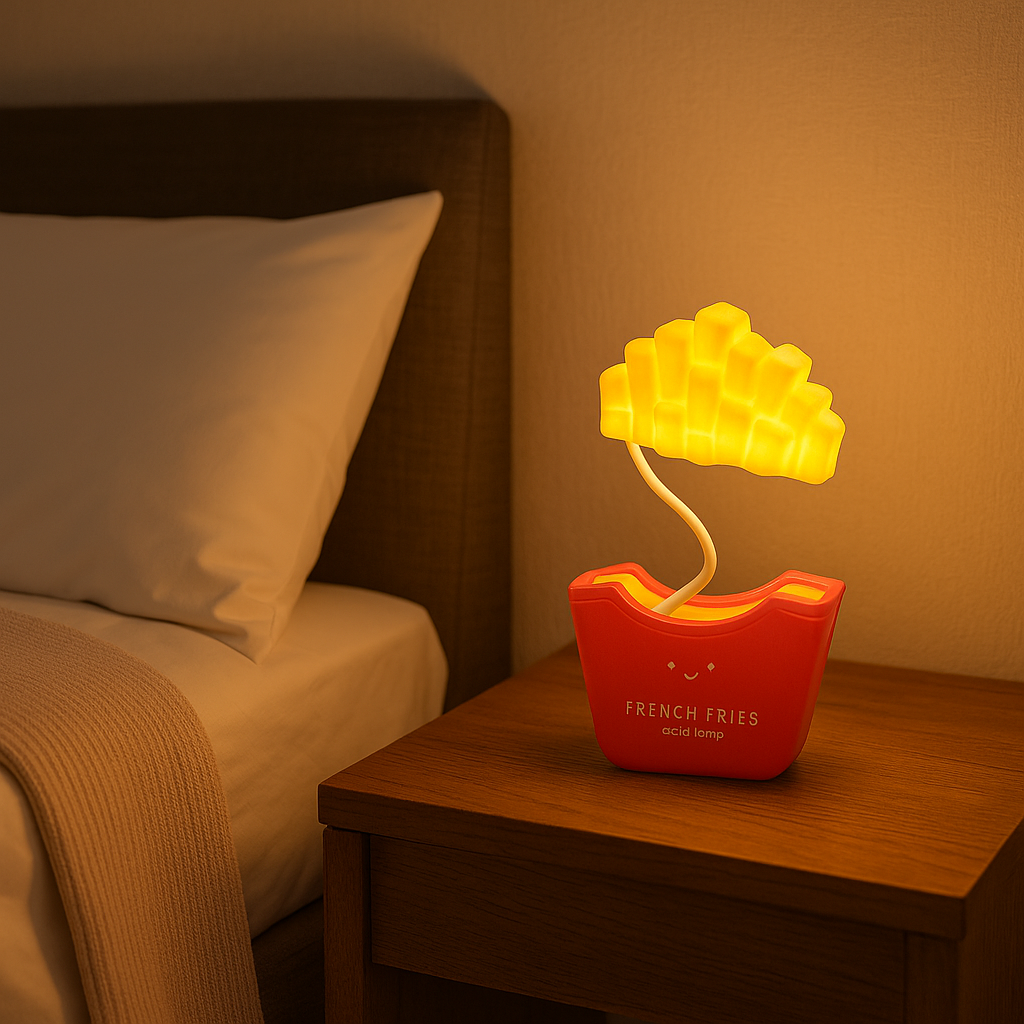 French Fries Table Lamp Kids Lamp Ornament Creative Dimmable Rechargeable Desk with Pencil Sharpener (01 Pc.) Multicolour