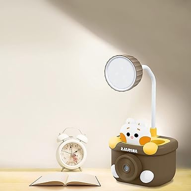 Cute Animal Table Lamp - Rechargeable Desk Lamp with Pen Holder & Sharpener, Study Desk Light for Study Room/Home/Office (Multi Color and Animals)
