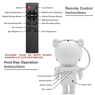 Astronaut Galaxy Projector – LED Night Light with Remote, 360° Timer Night Lamp