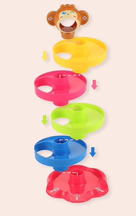 Rolling and Swirling Ramp Toy for Baby and Toddlers | 5 Layer Ball Drop Tower with 3 Colorful Plastic Rattle Balls | Stack-Drop-Roll Fun Toy