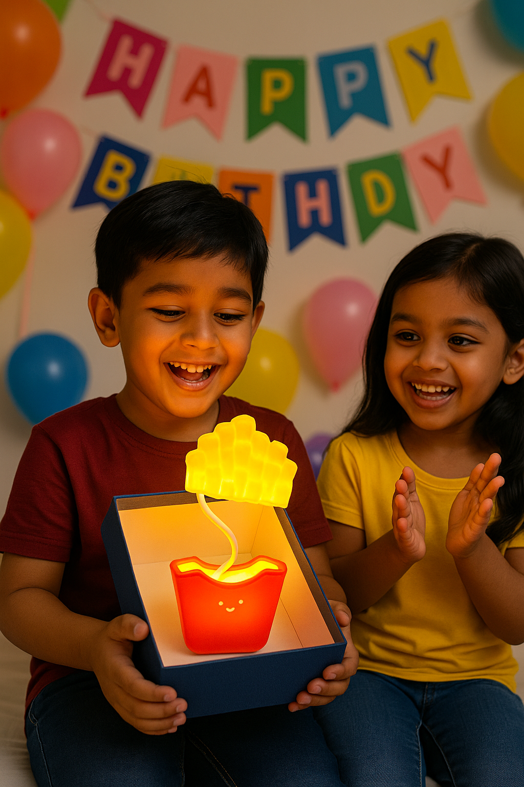 French Fries Table Lamp Kids Lamp Ornament Creative Dimmable Rechargeable Desk with Pencil Sharpener (01 Pc.) Multicolour