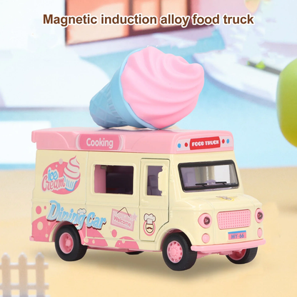 Ice Cream Truck Toy – 1:36 Scale Die-Cast Pull-Back Vehicle with Lights & Sound for Kids Toys & Toddlers