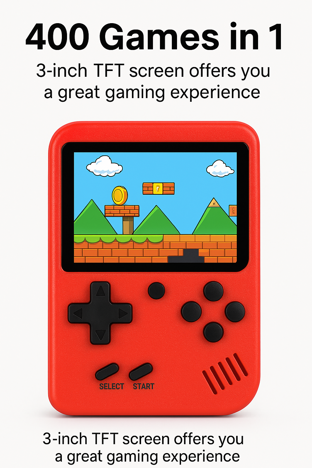 400 in 1 Handheld Mini Retro Game Box Game Stick,Plug & Play - 400 Preloaded Games