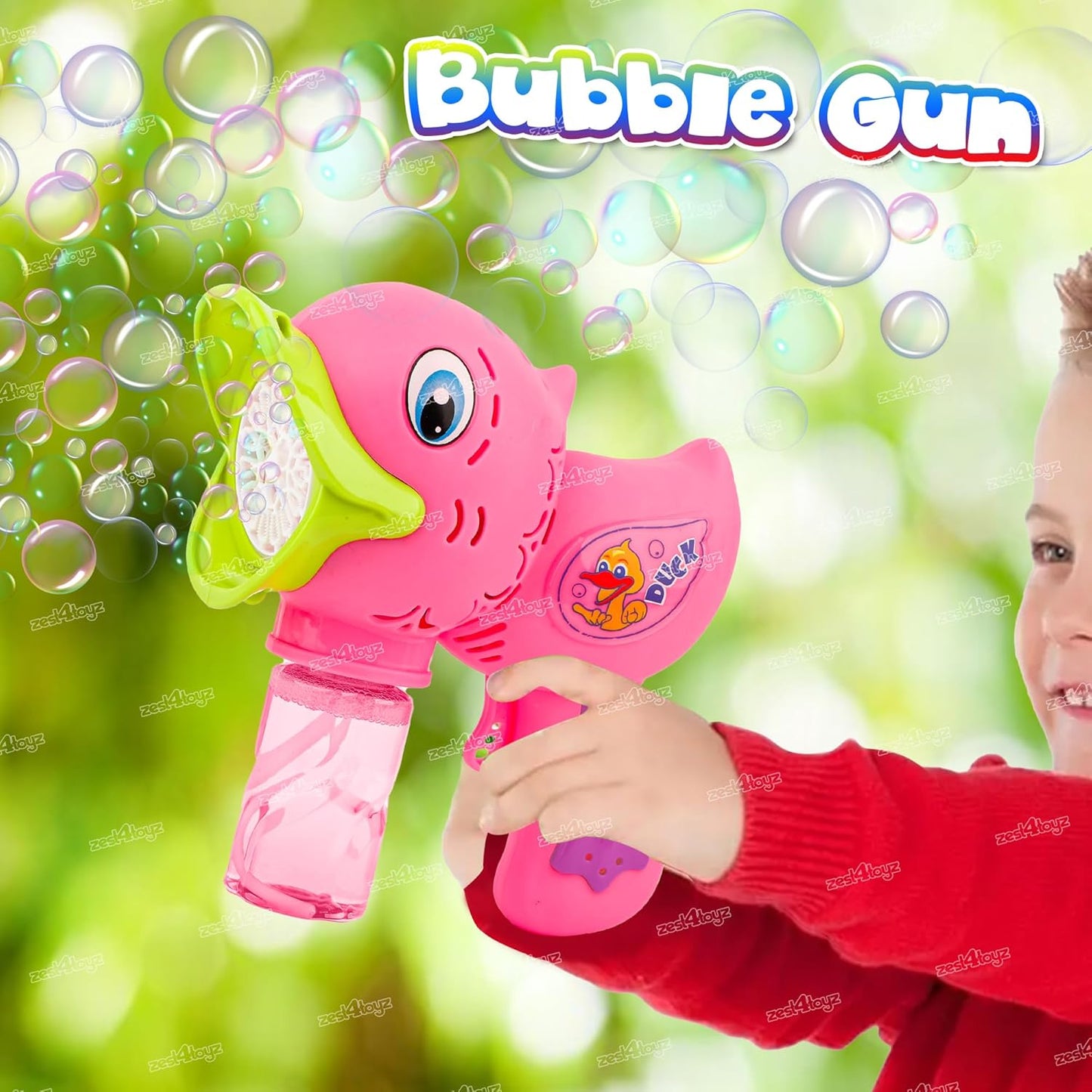 Toyz Bubble Gun for Kids | Duck Bubble Blowing Toy with Bubble Solution | Bubble Shooter Duck Design Easy-to-Use for Boys and Girls - Pink