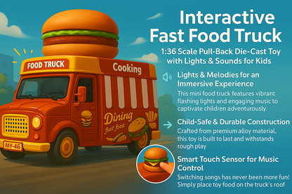 🚚 Interactive Fast Food Truck Toy – 1:36 Scale Pull-Back Die-Cast