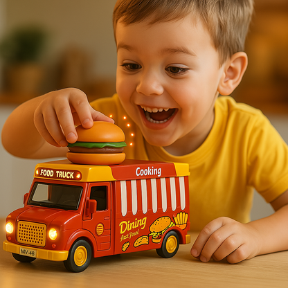 🚚 Interactive Fast Food Truck Toy – 1:36 Scale Pull-Back Die-Cast