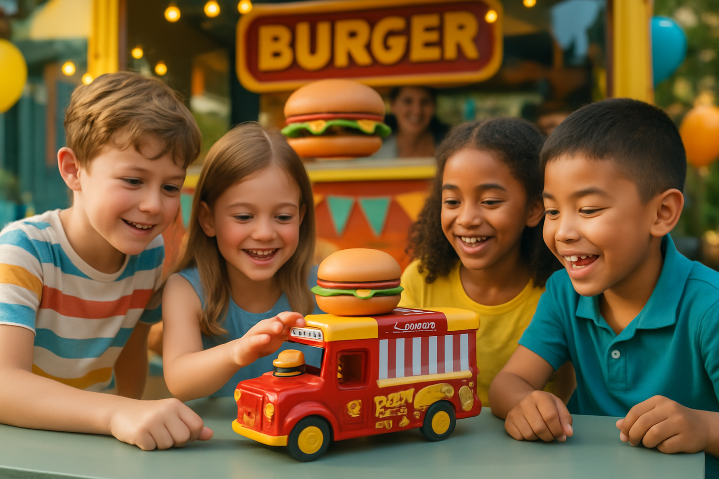 🚚 Interactive Fast Food Truck Toy – 1:36 Scale Pull-Back Die-Cast