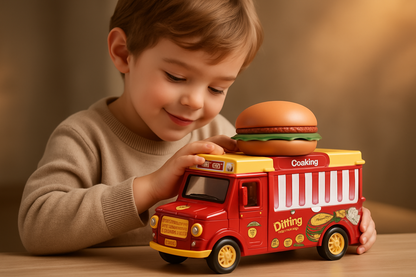 🚚 Interactive Fast Food Truck Toy – 1:36 Scale Pull-Back Die-Cast