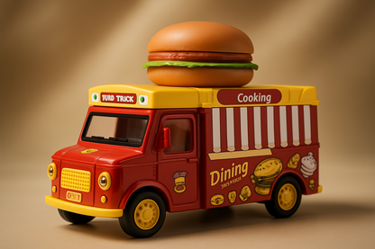 🚚 Interactive Fast Food Truck Toy – 1:36 Scale Pull-Back Die-Cast