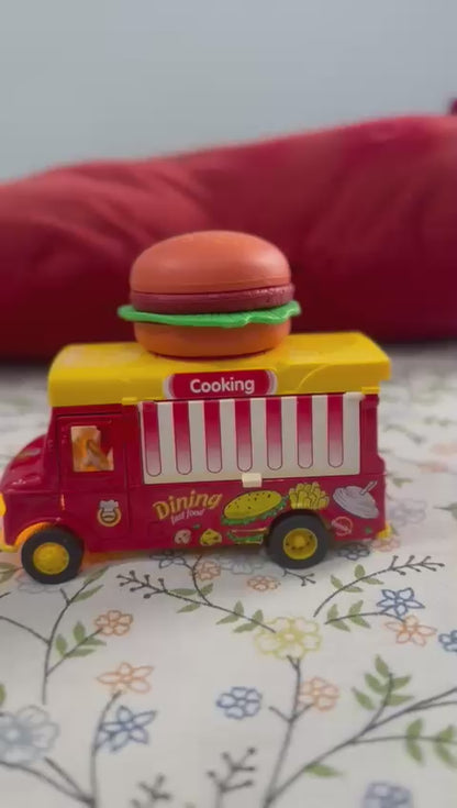🚚 Interactive Fast Food Truck Toy – 1:36 Scale Pull-Back Die-Cast