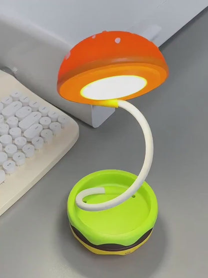 Kids' Playful Multifunctional Table Lamp, Sharper ! Red, Plastic, Burger Shaped, 1pcs